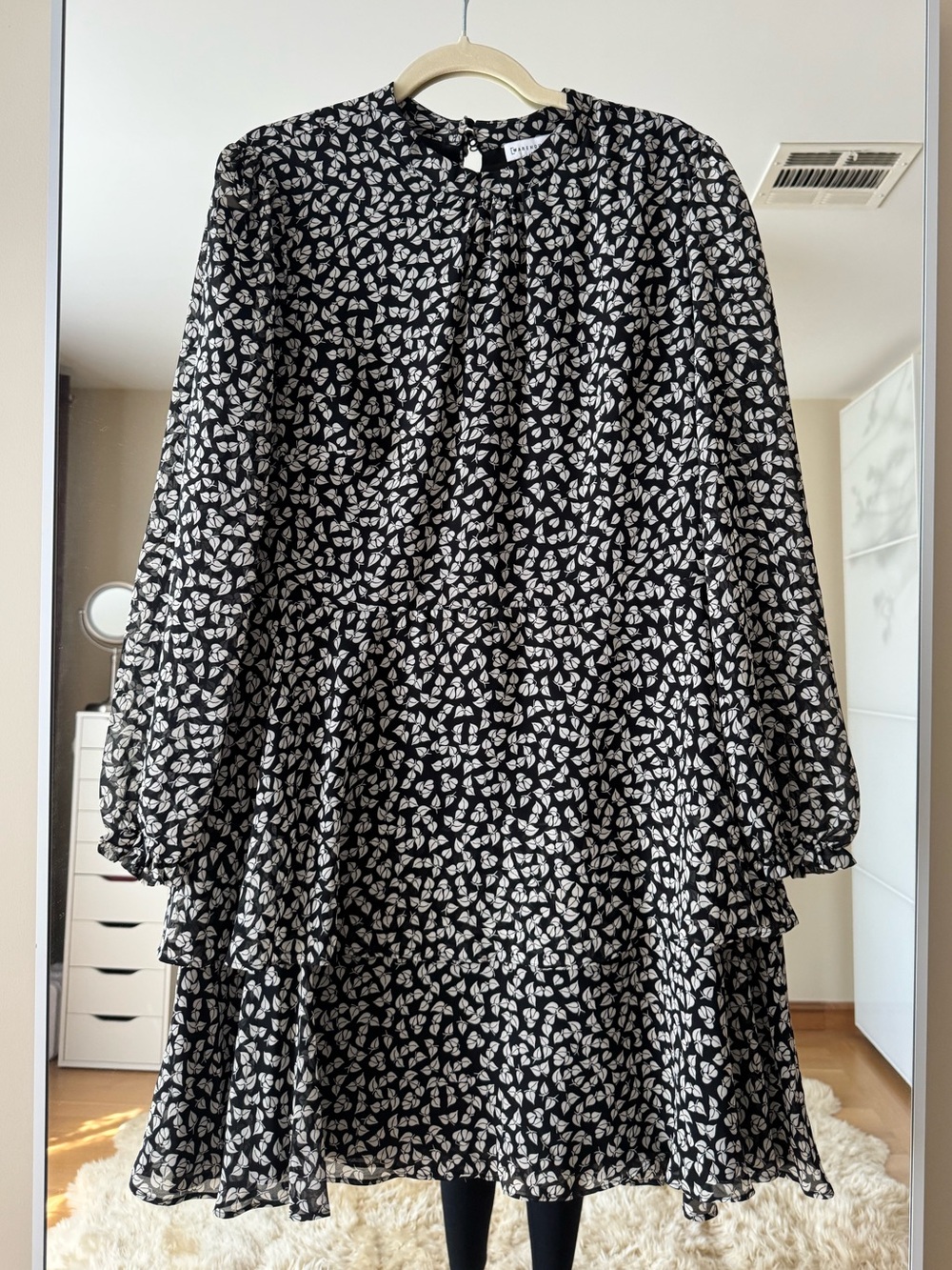 Warehouse Long Sleeve Printed Swing Babydoll Skater Dress